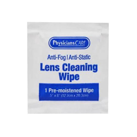 PhysiciansCare lens cleaning wipe packet for eyeglasses; anti-fog, anti-static, 1 pre-moistened wipe (5 x 8 in)