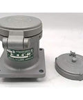 Tough Customer Heavy Duty 4 Pole 60 Amp Powertite Receptacle With Rock Solid Nema 4X Weatherproof Housing Pro Grade 4 Wire Spring Covers built like a tank for trucks showing gray finish and removable cap.