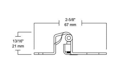 Diagram of One Quarter Inch Brass Semi Wrap Overlay Cabinet Door Hinge With Self Close Built Tough Brown Finish For Kitchen Cabinets.