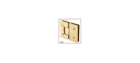 Victoria 180 Degree Glass-To-Glass Shower Hinge in polished chrome for heavy duty doors, rear view, fits 3/8 to 1/2 inch tempered glass.