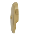 Top Shelf Polished Brass Bathtub Overflow Faceplate With Screw Universal One Hole Drain Cover side view showing polished brass finish.