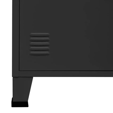 Close-up of hinge door on Anthracite Steel Industrial 3 Shelf Bookcase With Two Hinge Doors Heavy Duty Storage Cabinet Organizer