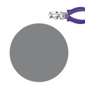 One Sixteenth Inch Circle Hole Punch With Ergonomic Cushioned Grip shown above a gray circle, featuring a purple accent on the handle.