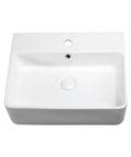 Top view of USZWBY Vessel Sinks Bathroom Vessel Sink Square Art Basin Ceramic Vessel Sink Hotel Countertop Basin.
