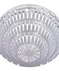 Clear Flush Mount Smoke Detector Damage Stopper With Rock Hard Impact Shield, transparent single piece guard on ceiling.