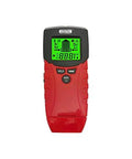 Knockout Handheld Metal Detector And Wood Moisture Meter With AC Voltage Live Wire Wall Scanner For Stud Finding Treasure Hunt Coins And Gold Dead Nuts Accurate Plug And Play, red handheld device with digital display.