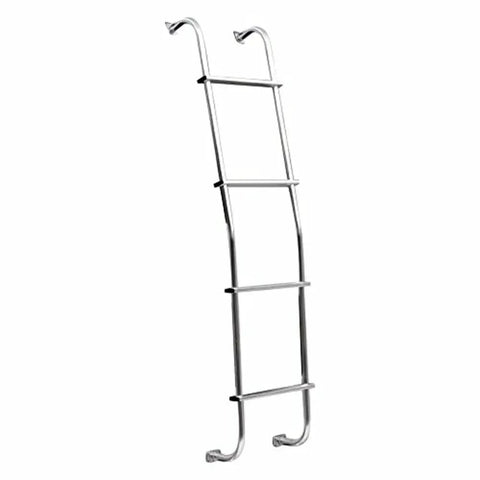 Aluminum 4 Step Van Ladder With Hook Over Rear Door Mount Fits Chevy GMC Dodge Vans 250 LB Capacity Made In USA Heavy Duty Built To Last Non Slip Grooved Steps No Welds Easy Install, front view