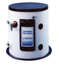 Tough As Nails 12 Gallon Hot Water Heater With Integrated Heat Exchanger And 120V Power For Damp Below Deck Spaces Featuring Flame Retardant Polymer Jacket Adjustable Thermostat And Dang Tough Glass Tank front view