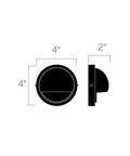 Half Moon LED Deck Light Low Voltage 12V Outdoor Weatherproof Fixture Sleek White Finish, front and side profile dimensions