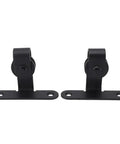 Ultra Quiet Mini Cabinet Barn Door Hardware Kit For Double Sliding Door Track Roller System shown in black, side view
