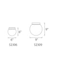 Diagram showing dimensions of Niveous 6 Inch LED Flush Mount Light 2700K White With Mouth Blown Etched Opal Glass Aluminum Canopy 120V