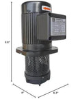 1/8 HP immersion coolant pump for lathe/bandsaw, front view, 100 mm immersion, 3/8 NPT, 208/415V
