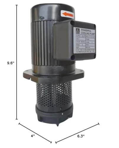 1/8 HP immersion coolant pump for lathe/bandsaw, front view, 100 mm immersion, 3/8 NPT, 208/415V