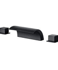 Matte Black Waterfall Tub Faucet With Widespread Spout, Deck Mount Roman Tub Filler, Solid Brass 2-Handle Bathroom Faucet