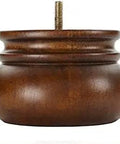 Solid Wood Bun Foot Set Of 4 3 Inch Tall Brown Walnut Finish Furniture Leg With 5/16-18 Thread Bolt, top view