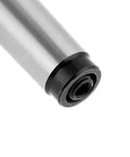 MT2 live center lathe tool, silver body with black end collar (close-up)