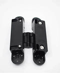 Premium Zinc Alloy Hidden Three Dimensional Adjustable Door Hinge for Cabinets and Closets, black finish front view