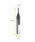 Hella Durable 1.5mm Carbide End Milling Cutter 2 Pack Fits Keyline Bianchi 994 Ninja Laser Code Machine, 43mm tall, 6mm wide.