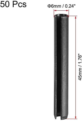 Durable Slotted Spring Pins Kit For Small Machines 6mm By 45mm Smooth Finish 65Mn Steel Tension Pins 50 Pieces