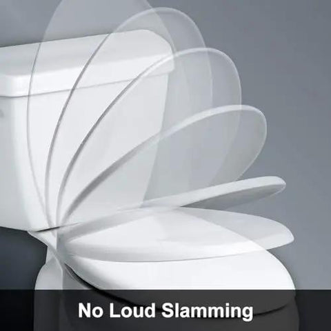 Heckuva Durable Quick Release Toilet Seat With Thick Buffer Pads For V And U Shapes family ready top mount cover demonstrating slow closing feature.