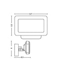 Dimensions of Outdoor White Smart Floodlight with Alexa HomeKit and Google Assistant Control, showing width and height.
