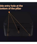 Cable entry hole detail on Heavy Duty Ev Charger Lock Box With Floor Stand Outdoor Protective Shell Kickproof Legit Security Vault For Electric Vehicle Plugs White Weather Guard Casing.