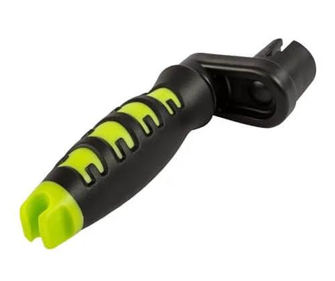 Pegwinder Plus String Winder For Guitar With Ultra Smooth Ball Bearing Action Non Scratch Universal Head Ergonomic Grip shown in black and green