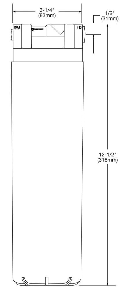 Diagram of WaterSentry VII Universal Filter Kit for bottle filling stations with dimensions and compact design.
