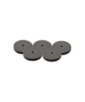 Kickass Five Piece Set Of Seven Inch Black Foam Finishing Pads Built For Power Buffer Rotation, showing five round black pads.