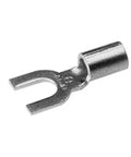 Straight Up Heavy Duty Uninsulated Compression Terminal With Fork Tongue Fits 20 To 14 AWG Wire And 8 To 10 Stud Sizes.