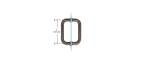 Six Inch Oil Rubbed Bronze Tubular Back To Back Pull Handle With Metal Washers BM Series Center To Center Spacing Three Quarter Inch Diameter Glass Hole