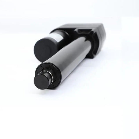 Badass Electric Linear Actuator Pumps Out 7000N of Thrust on 12V 24V 36V or 48V with a 300mm stroke, showing the black cylindrical body.