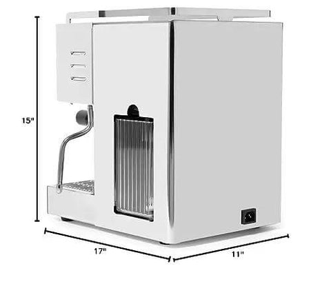 Side view of Espresso Machine With Barista Grade PID Brew Boiler On Demand Steam 1000W Thermoblock And Shot Timer For Precise Consistent Shots