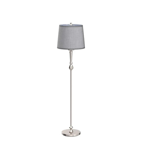Tall Floor Lamp With Grey Linen Shade And Nickel Finish 3 Color Temperature LED Standing Lamp for living room and bedroom