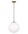 Chic Satin Brass Hanging Globe Pendant Light For Modern Rooms One Light Fixture With Clean Minimal Design white glass globe