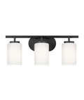 Oslo Three Light Wall Bath Vanity Light In Midnight Black Finish With Incandescent Lamps for modern bathroom lighting