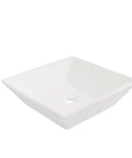 USZWBY Vessel Sinks Bathroom Vessel Sink Modern Square Ceramic Counter Basin White Bathroom Bowl Sink side view, minimalist design.