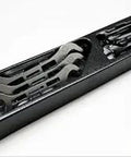 Ultra Slim Fitting Wrench For Tight Spaces And Hard To Reach Spots in black tray, includes six steel wrenches for maintenance.