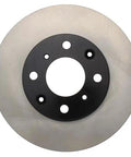 Front brake rotor for Honda Civic/Del Sol with silver braking surface and black mounting hub with bolt holes