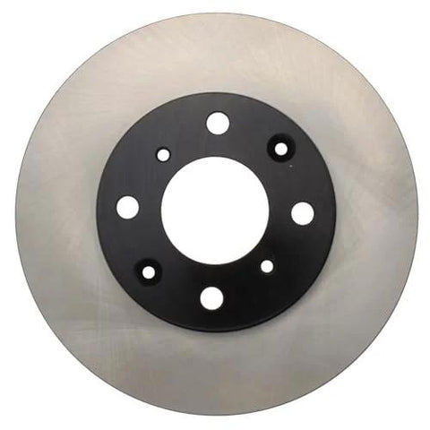 Front brake rotor for Honda Civic/Del Sol with silver braking surface and black mounting hub with bolt holes