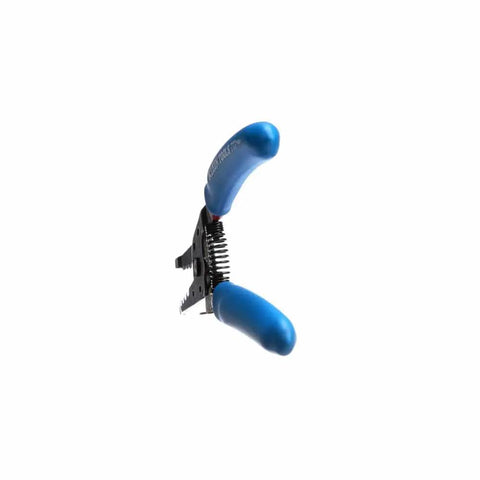 Curve Wire Stripper And Cutter For 6-12 AWG Stranded Wire, 7-1/8 Inch Hand Tool With blue handles, side view