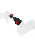 Flex Connect Ball Joint Adapter for Sea Dragon underwater lights with 1 inch and 25mm mount in black, shown with camera rigging.