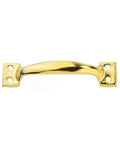 Two Pack Vintage Bow Shaped Door Pulls In Antique Gold Finish for Cabinets and Gates, single handle shown front view