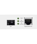 Front view of Gigabit Fiber To Ethernet Media Converter with SFP to RJ45 ports, LED indicators, durable metal casing