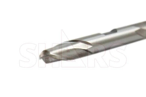 Close-up of ball-nose end mill, 3/4 in diameter, HSS, 2-flute, double-ended (Amazon)
