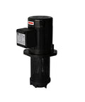 Coolant pump for machine tools, 1/8 HP, black metal housing with mesh filter, front view