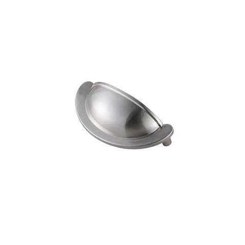 Top Shelf Slick Brushed Nickel Cup Pull Handles For Furniture And Cabinetry Solid Zinc Alloy Hardware, single cup pull showing rounded design.
