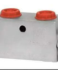 Double Pilot Operated Check Valve For Heavy Duty Hydraulic Systems 12mm Pipe Size With Three Eighths Inch Connection Zinc Plated V0110 High Pressure Safety Valve Up To 380 Bar Industrial Grade Control Valve, shown in side view.
