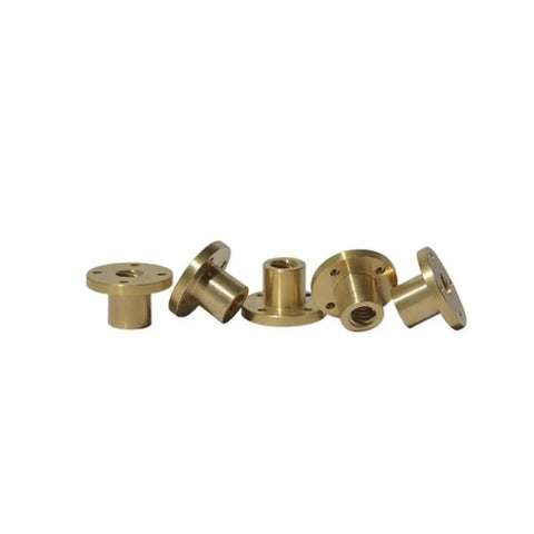 Top Shelf T10 Lead Screw With 304 Stainless Steel And Solid Brass Nut For 3D Printers And Cnc Routers Delivering Hella Smooth 2Mm Pitch And 4Mm Lead Motion For Easy Diy Upgrades, close-up of brass nuts.