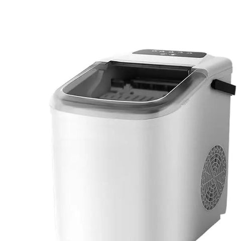 Portable Countertop Ice Maker With Carry Handle Quick Bullet Ice For Party Ready Vibes Lightweight Build with open lid.